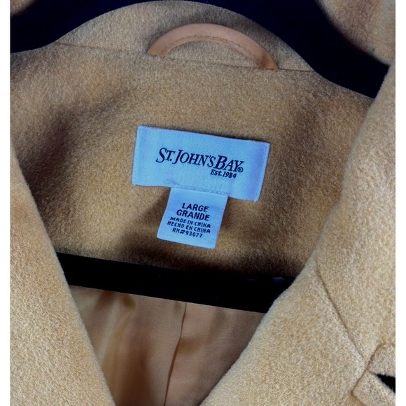 St. Johns Bay Pea Coat Womens SZ L Deep Yellow Classic Double Breasted Buttons - Picture 4 of 10